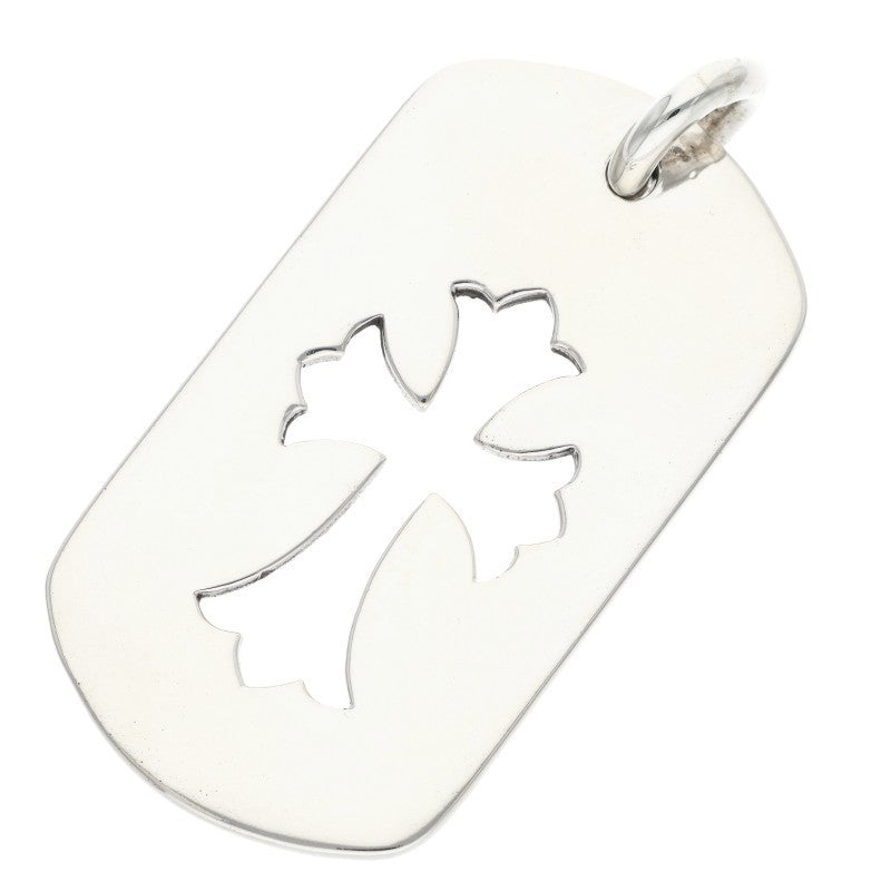 Chrome Hearts Cutout Cross Old Dog Tag Pendant Silver