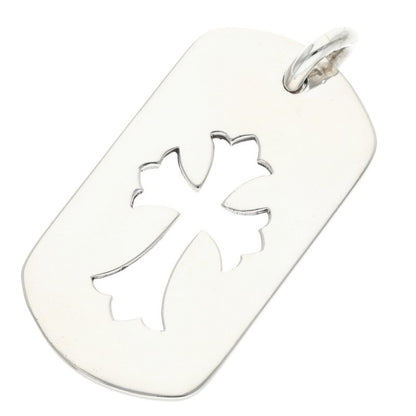 Chrome Hearts Cutout Cross Old Dog Tag Pendant Silver