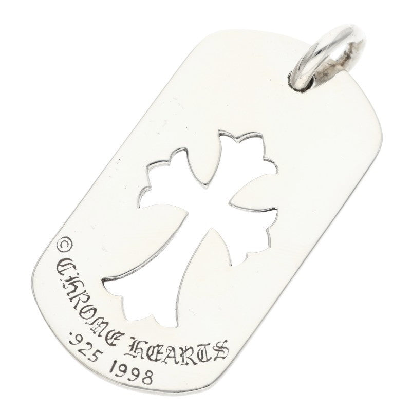 Chrome Hearts Cutout Cross Old Dog Tag Pendant Silver
