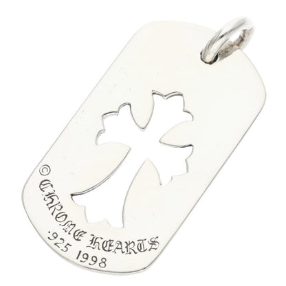 Chrome Hearts Cutout Cross Old Dog Tag Pendant Silver