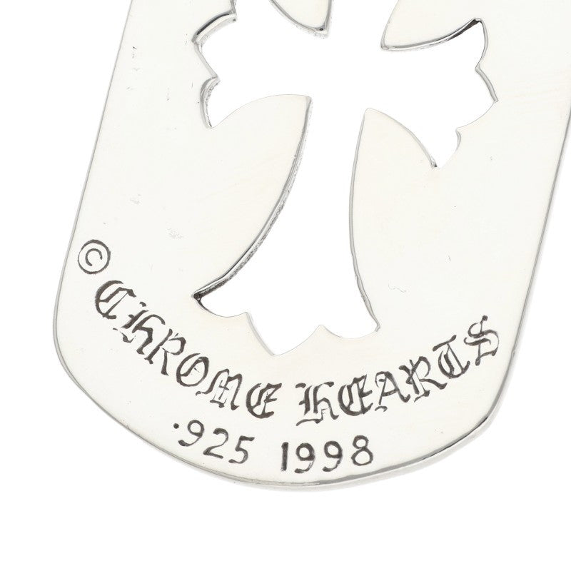 Chrome Hearts Cutout Cross Old Dog Tag Pendant Silver