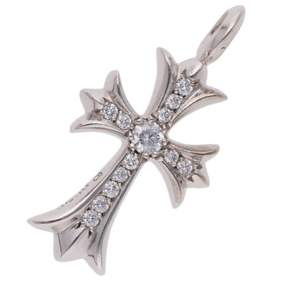 Chrome Hearts 18KWG Tiny Pave Diamond Cross Pendant