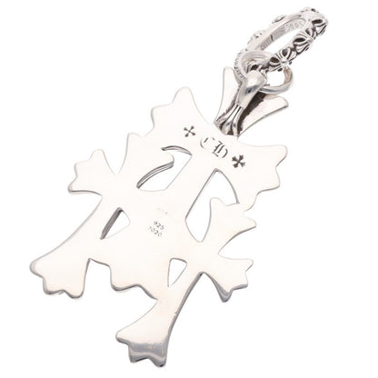 Chrome Hearts Triple CH Cross Large Silver Necklace
