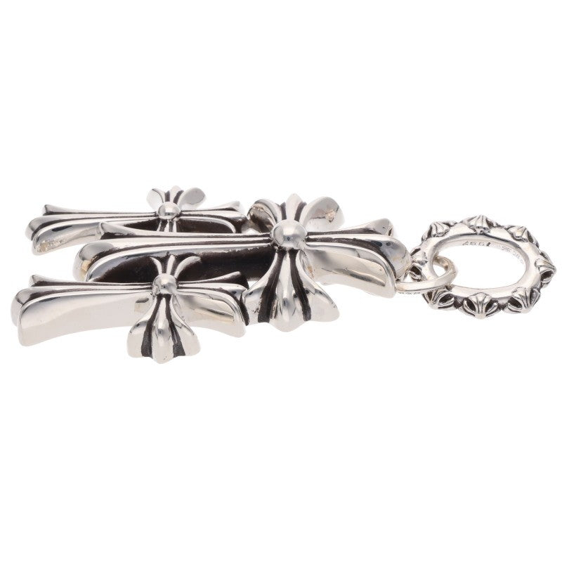 Chrome Hearts Triple CH Cross Large Silver Necklace