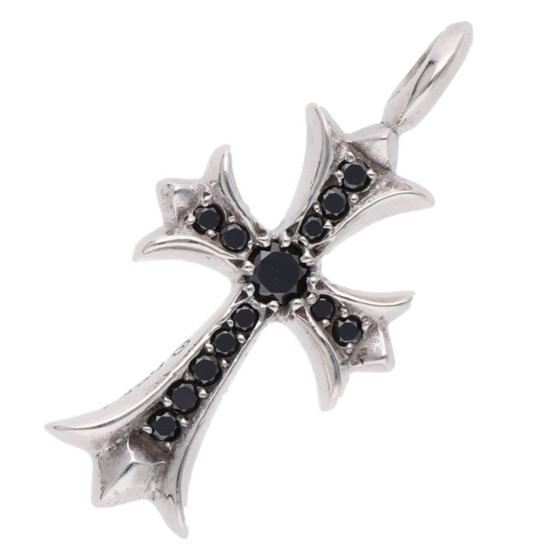 Chrome Hearts .925 Tiny Fat Cross Pave Black Diamond Charm