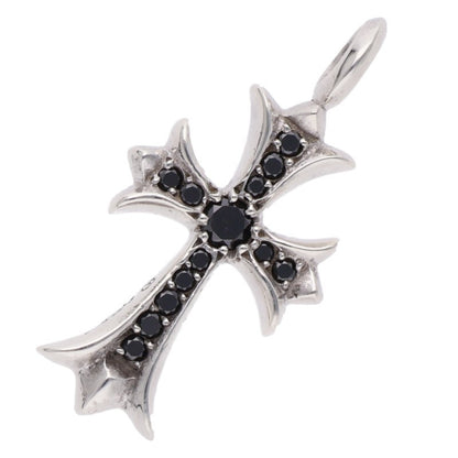 Chrome Hearts .925 Tiny Fat Cross Pave Black Diamond Charm