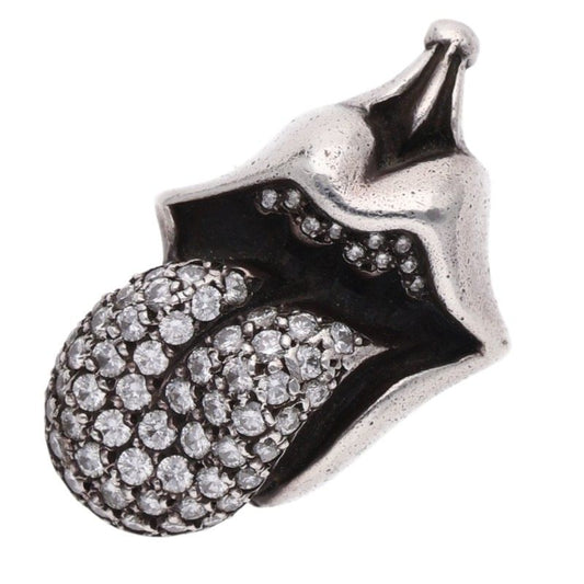 Chrome Hearts LIPSTONGUE PENDANT PAVE Diamond Necklace