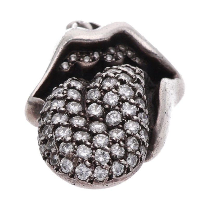 Chrome Hearts LIPSTONGUE PENDANT PAVE Diamond Necklace