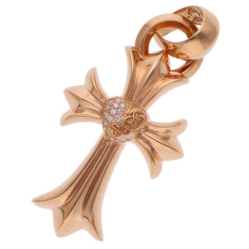 Chrome Hearts 22K Small CH Cross Heart Pave Diamond Pendant