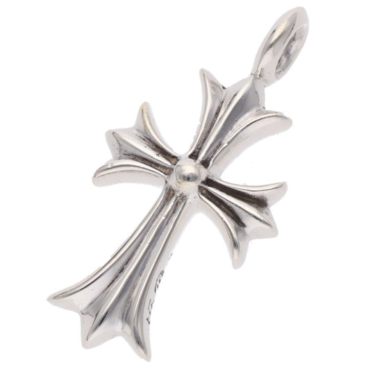 Chrome Hearts PAVE Diamond Tiny Fat Cross Necklace Silver