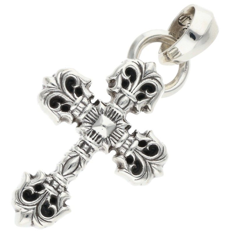 Chrome Hearts FILIG CROSS-XSM W BALE Silver Necklace