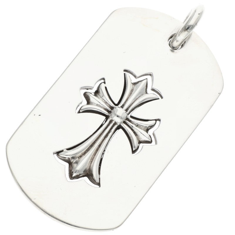 Chrome Hearts Large Dog Tag Cutout Tiny Cross Silver