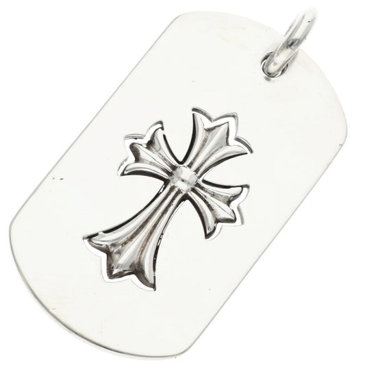 Chrome Hearts Large Dog Tag Cutout Tiny Cross Silver