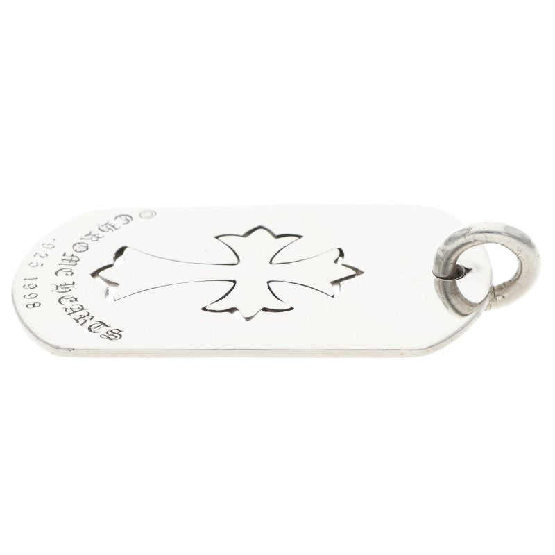 Chrome Hearts Large Dog Tag Cutout Tiny Cross Silver