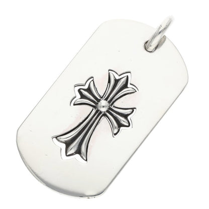 Chrome Hearts Large Dog Tag Cutout Tiny Cross Silver