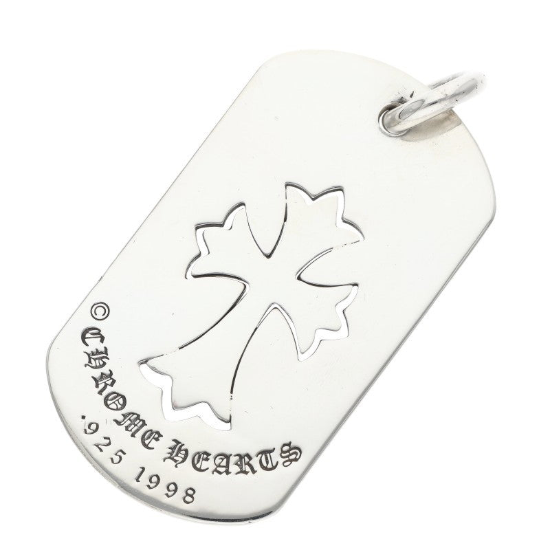Chrome Hearts Large Dog Tag Cutout Tiny Cross Silver