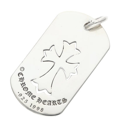 Chrome Hearts Large Dog Tag Cutout Tiny Cross Silver