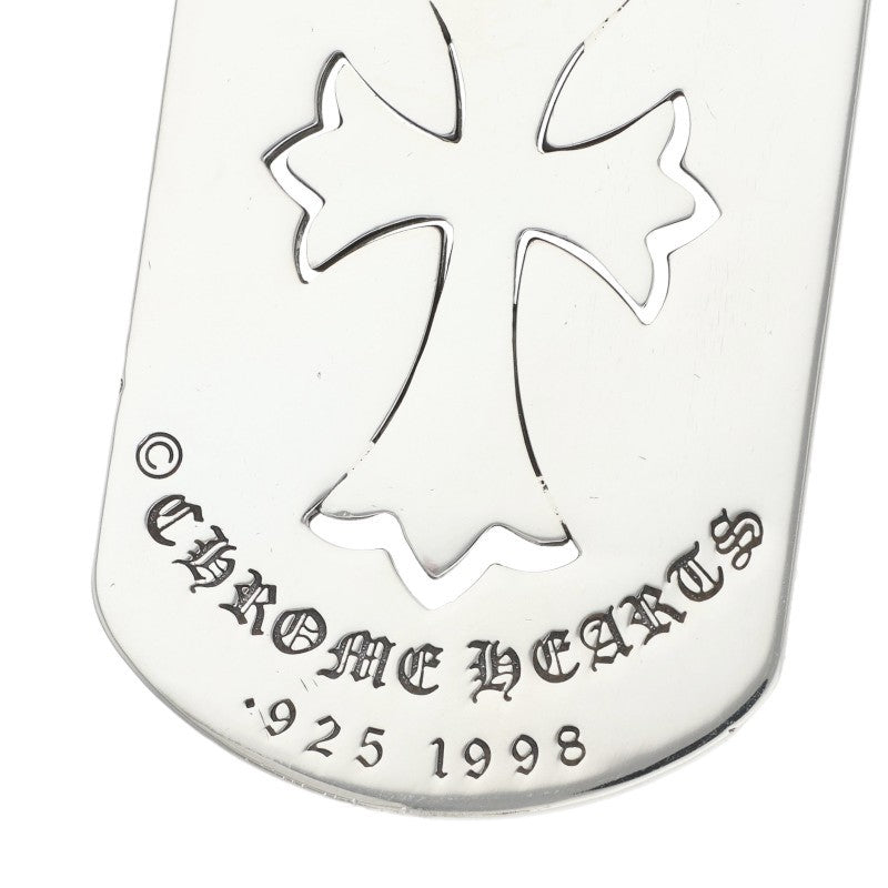 Chrome Hearts Large Dog Tag Cutout Tiny Cross Silver