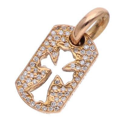 Chrome Hearts 22K Tiny Cutout Cross Pave Diamond Dog Tag