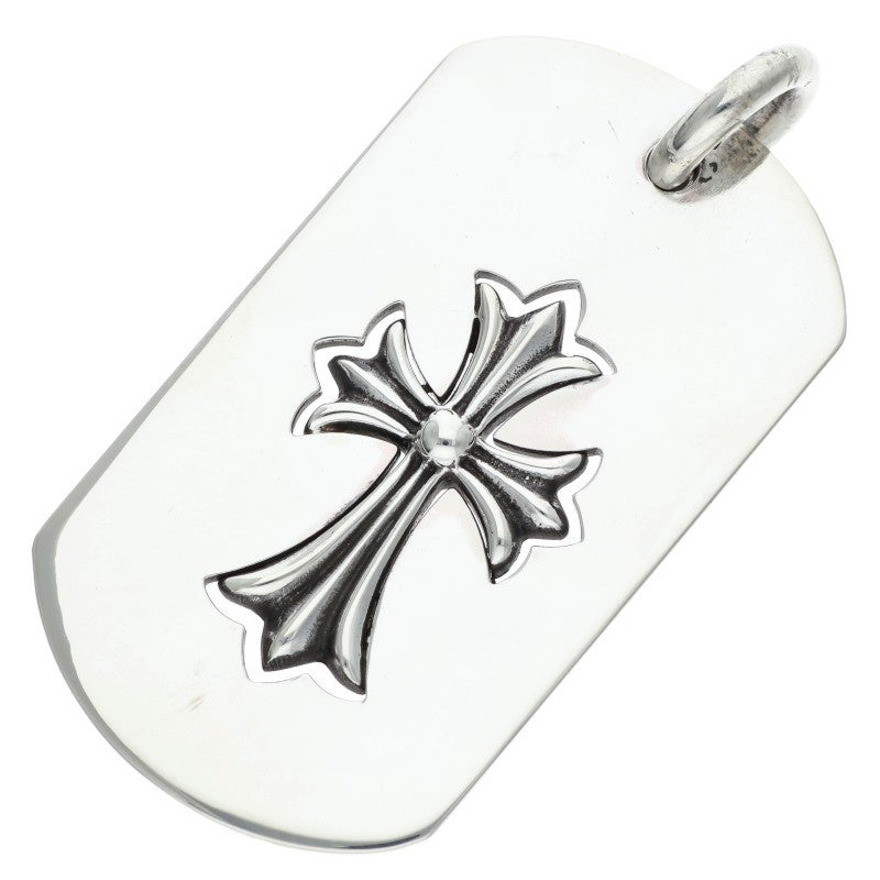 Chrome Hearts Large Dog Tag Cutout Tiny Cross Silver