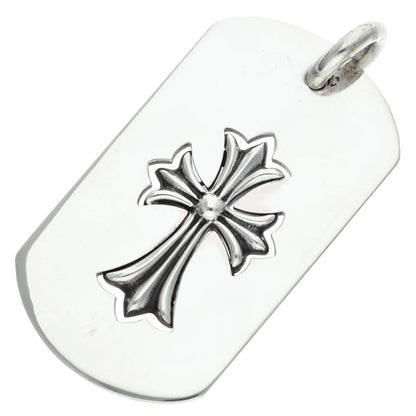 Chrome Hearts Large Dog Tag Cutout Tiny Cross Silver