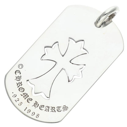 Chrome Hearts Large Dog Tag Cutout Tiny Cross Silver