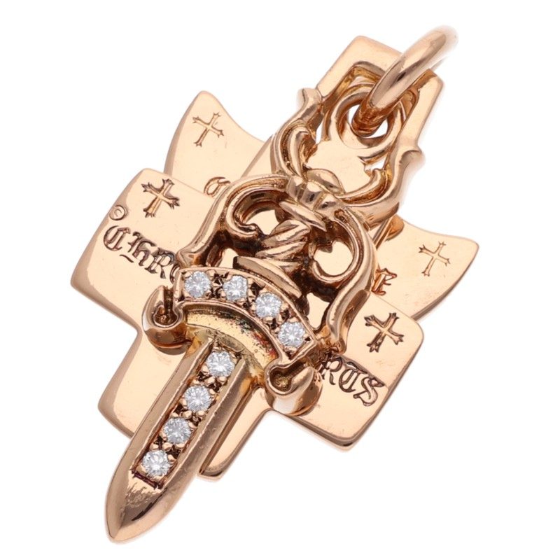 Chrome Hearts 22K Three Trinkets Pave Diamond Pendant