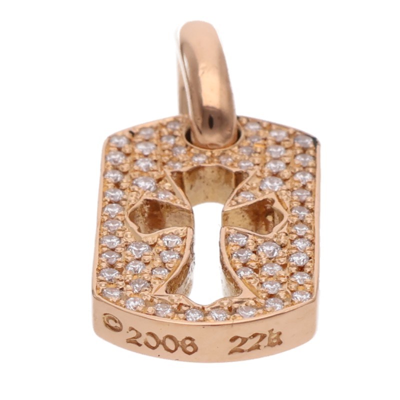 Chrome Hearts 22K PAVE Diamond Tiny Cross Dog Tag