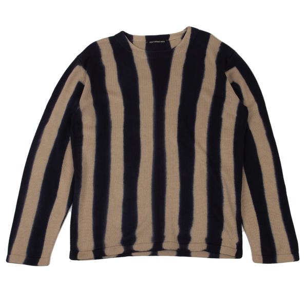ISSEY MIYAKE MEN Dyed Stripe Cotton Knit Beige Navy Size XL