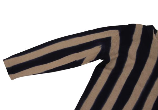 ISSEY MIYAKE MEN Dyed Stripe Cotton Knit Beige Navy Size XL