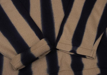 ISSEY MIYAKE MEN Dyed Stripe Cotton Knit Beige Navy Size XL
