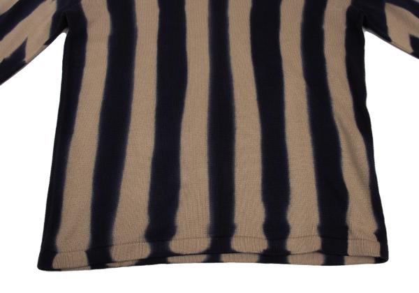 ISSEY MIYAKE MEN Dyed Stripe Cotton Knit Beige Navy Size XL