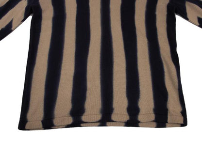 ISSEY MIYAKE MEN Dyed Stripe Cotton Knit Beige Navy Size XL