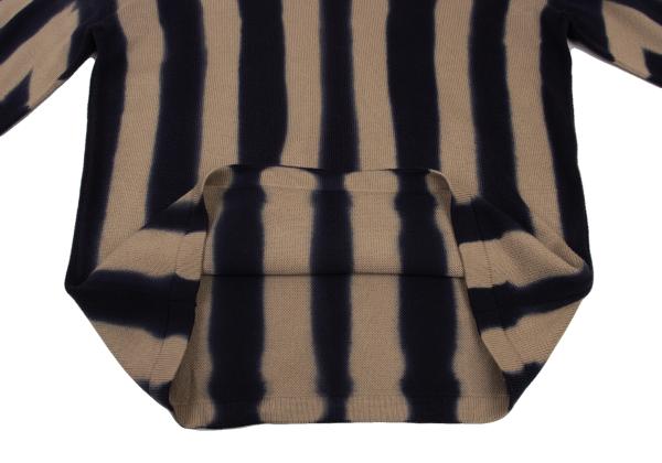 ISSEY MIYAKE MEN Dyed Stripe Cotton Knit Beige Navy Size XL