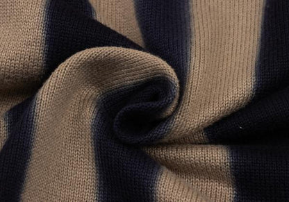 ISSEY MIYAKE MEN Dyed Stripe Cotton Knit Beige Navy Size XL