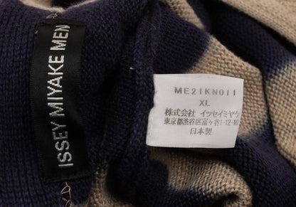ISSEY MIYAKE MEN Dyed Stripe Cotton Knit Beige Navy Size XL