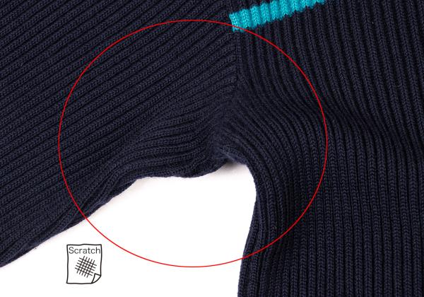 ISSEY MIYAKE MEN Line Design Wool Rib Knit Navy Blue Size M