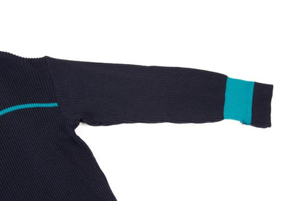 ISSEY MIYAKE MEN Line Design Wool Rib Knit Navy Blue Size M