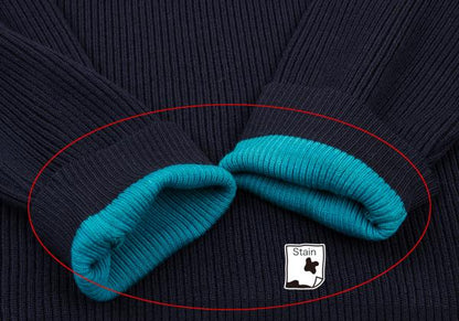 ISSEY MIYAKE MEN Line Design Wool Rib Knit Navy Blue Size M