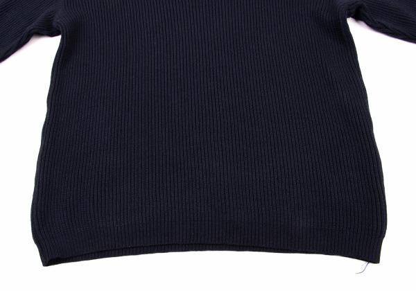 ISSEY MIYAKE MEN Line Design Wool Rib Knit Navy Blue Size M