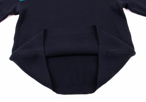 ISSEY MIYAKE MEN Line Design Wool Rib Knit Navy Blue Size M