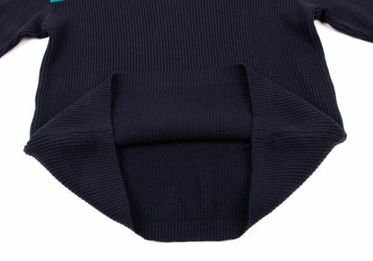 ISSEY MIYAKE MEN Line Design Wool Rib Knit Navy Blue Size M