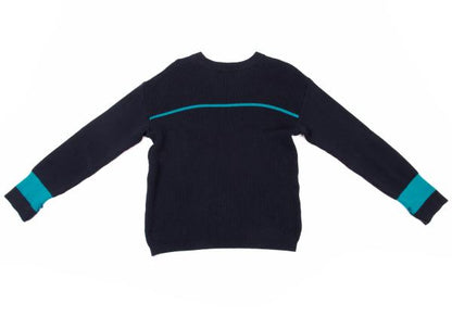 ISSEY MIYAKE MEN Line Design Wool Rib Knit Navy Blue Size M