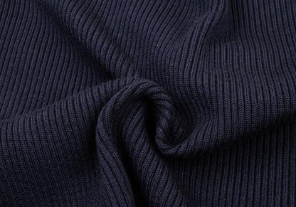 ISSEY MIYAKE MEN Line Design Wool Rib Knit Navy Blue Size M