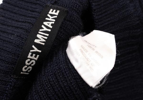 ISSEY MIYAKE MEN Line Design Wool Rib Knit Navy Blue Size M