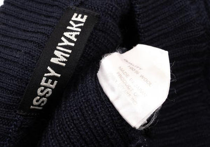 ISSEY MIYAKE MEN Line Design Wool Rib Knit Navy Blue Size M