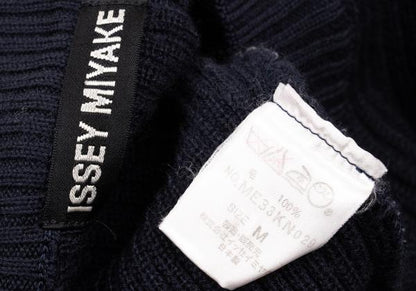 ISSEY MIYAKE MEN Line Design Wool Rib Knit Navy Blue Size M