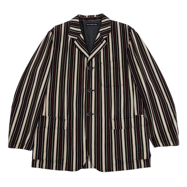 ISSEY MIYAKE MEN Striped Cotton 3B Jacket Beige Red Size 4