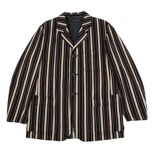 ISSEY MIYAKE MEN Striped Cotton 3B Jacket Beige Red Size 4