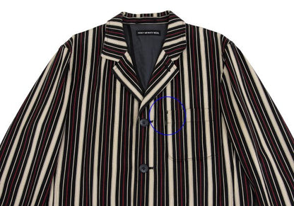 ISSEY MIYAKE MEN Striped Cotton 3B Jacket Beige Red Size 4